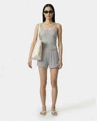 Short en pointelle avec logo Signature - Gris chiné