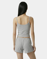 Short en pointelle avec logo Signature - Gris chiné