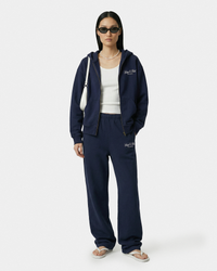 Sweat à capuche zippé brodé Vendome LA - Bleu marine/Blanc