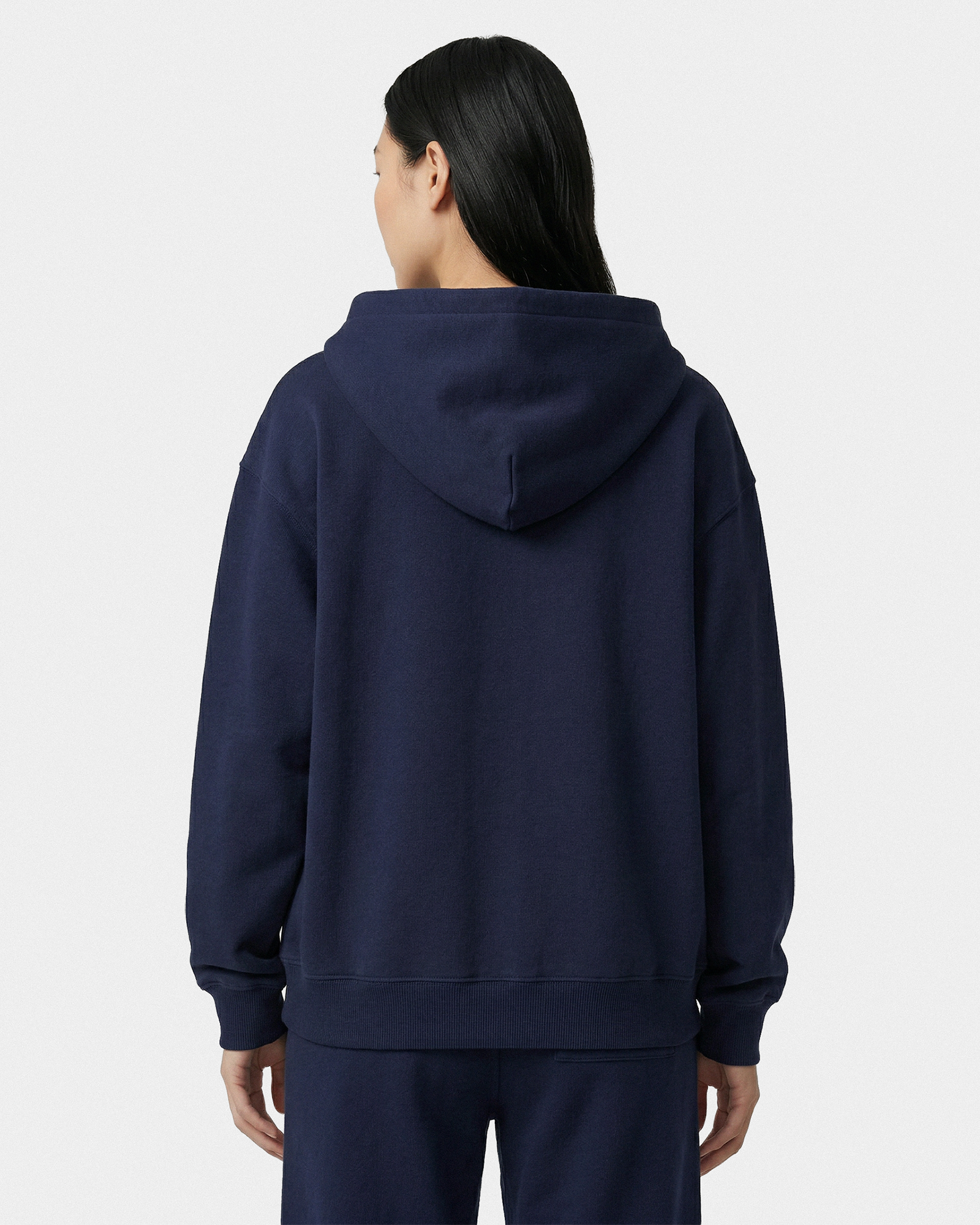 Sweat à capuche zippé brodé Vendome LA - Bleu marine/Blanc
