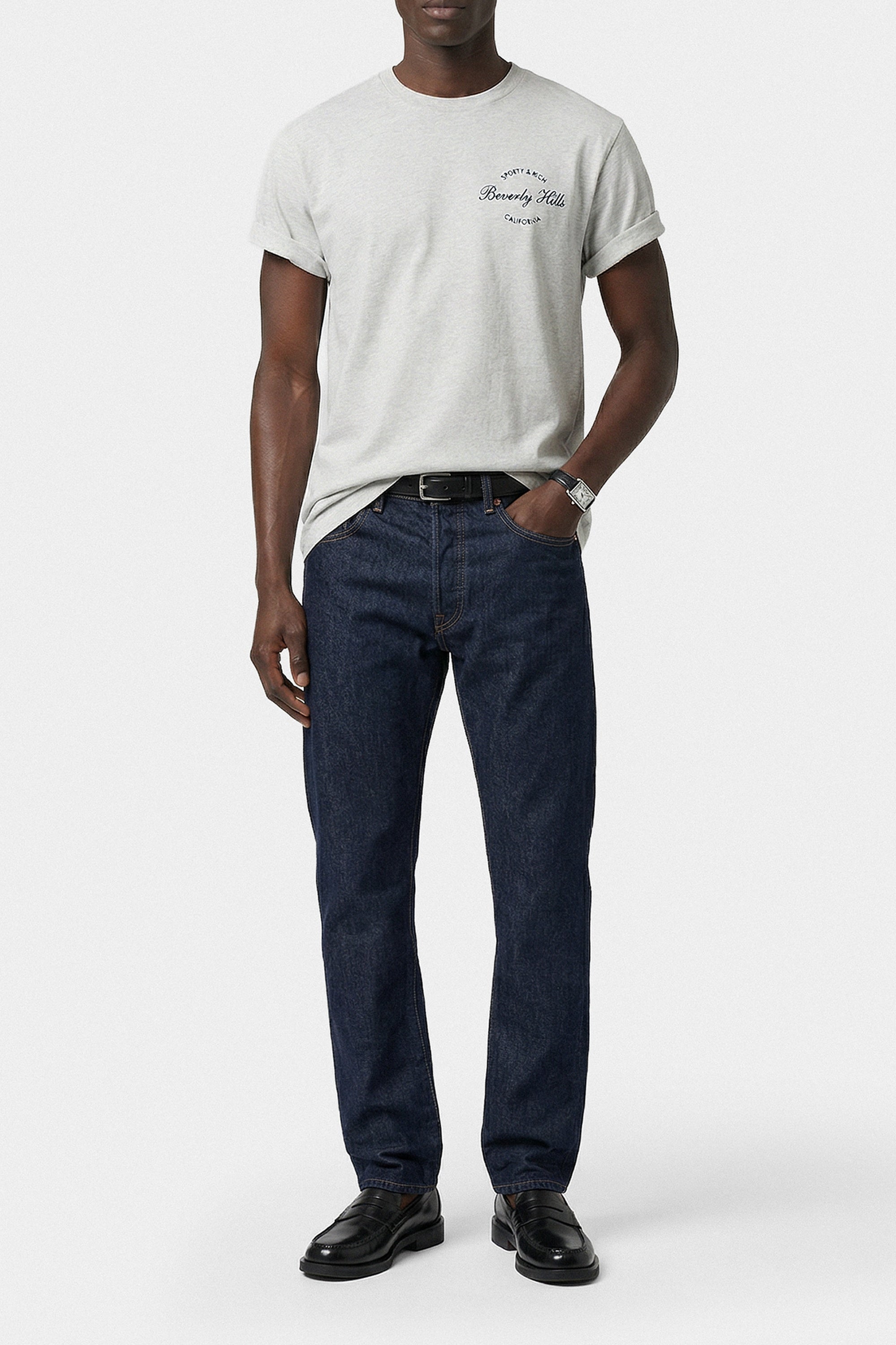 T-shirt oversize Beverly Script - Gris Chiné & Bleu Marine