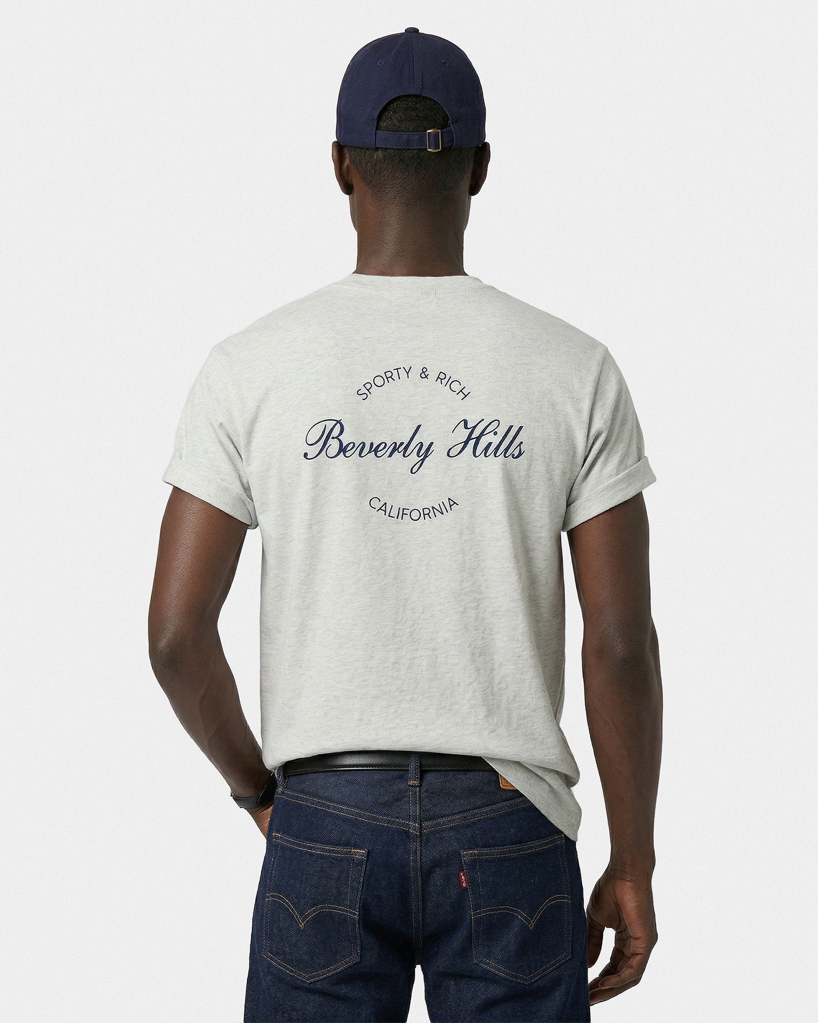 T-shirt Beverly Script - Gris chiné/Bleu marine