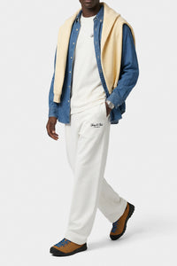 Pantalon de survêtement large brodé Vendome LA - Écru & Bleu Marine