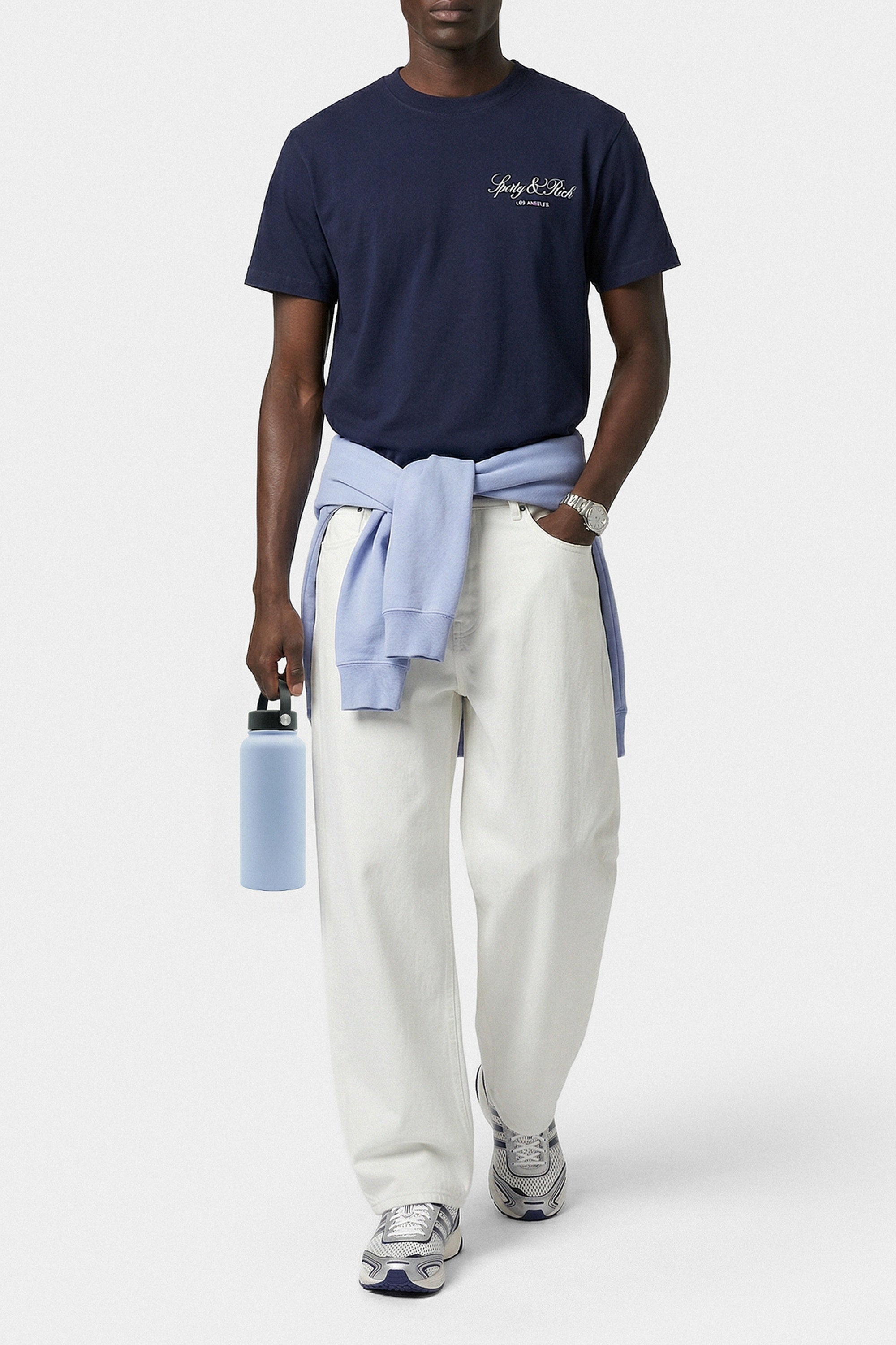T-shirt oversize Vendome LA - Bleu Marine & Blanc