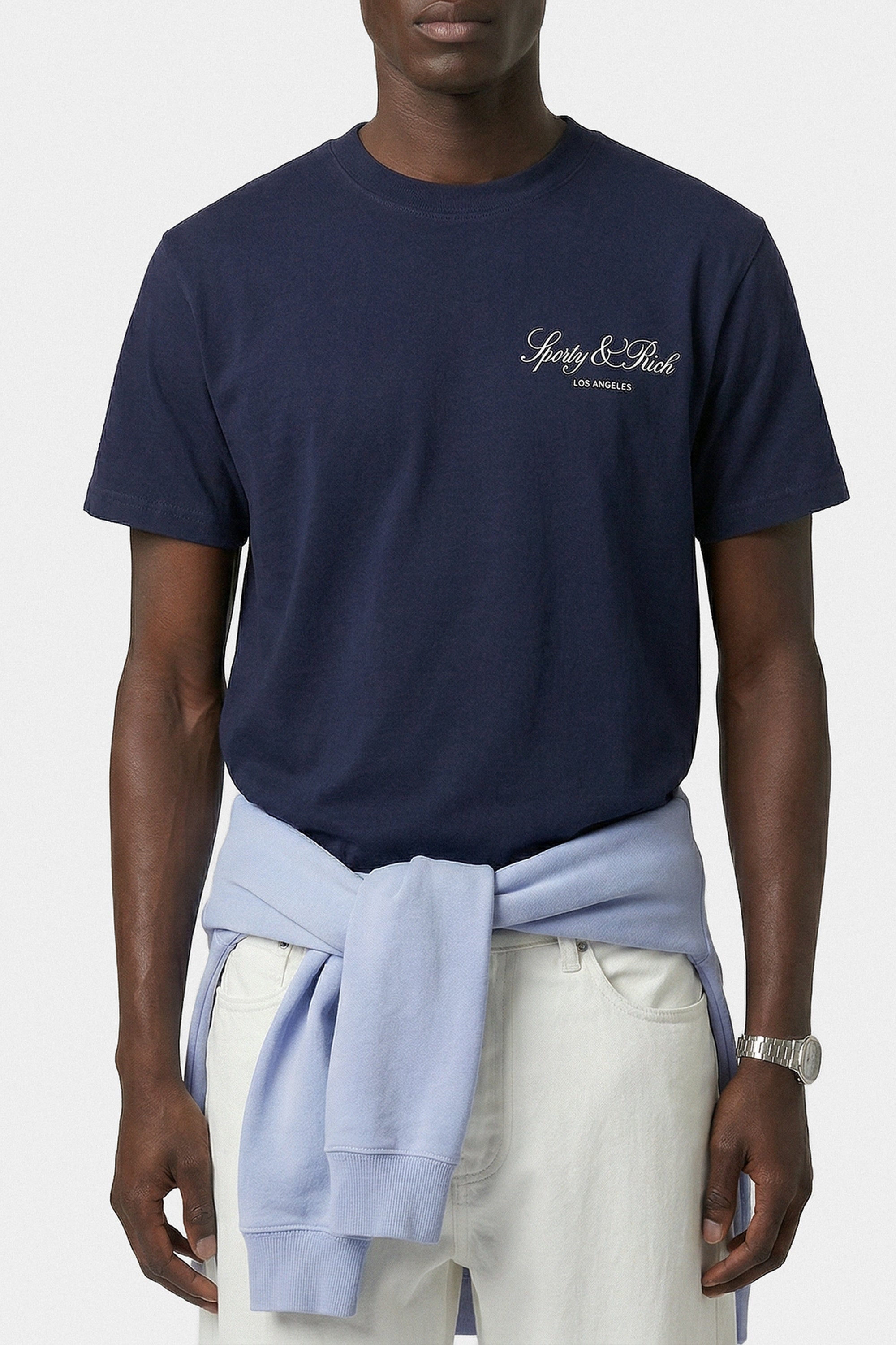 T-shirt oversize Vendome LA - Bleu Marine & Blanc