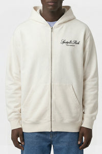 Sweatshirt zippé brodé Vendome LA - Écru & Bleu Marine