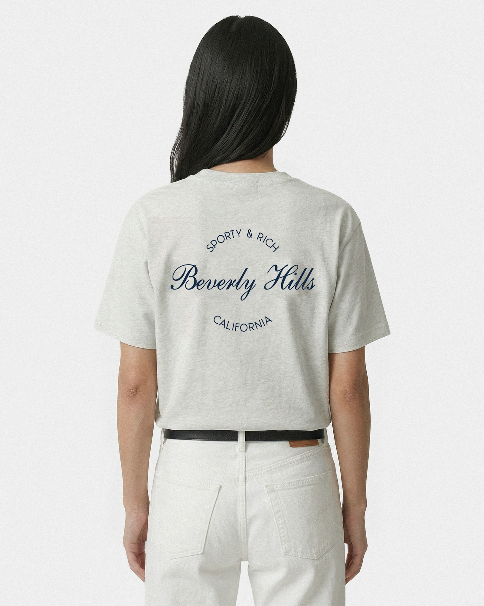 T-shirt Beverly Script - Gris chiné/Bleu marine