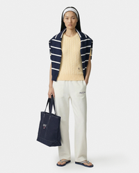 Pantalon de survêtement large brodé Vendome LA - Écru/Bleu marine