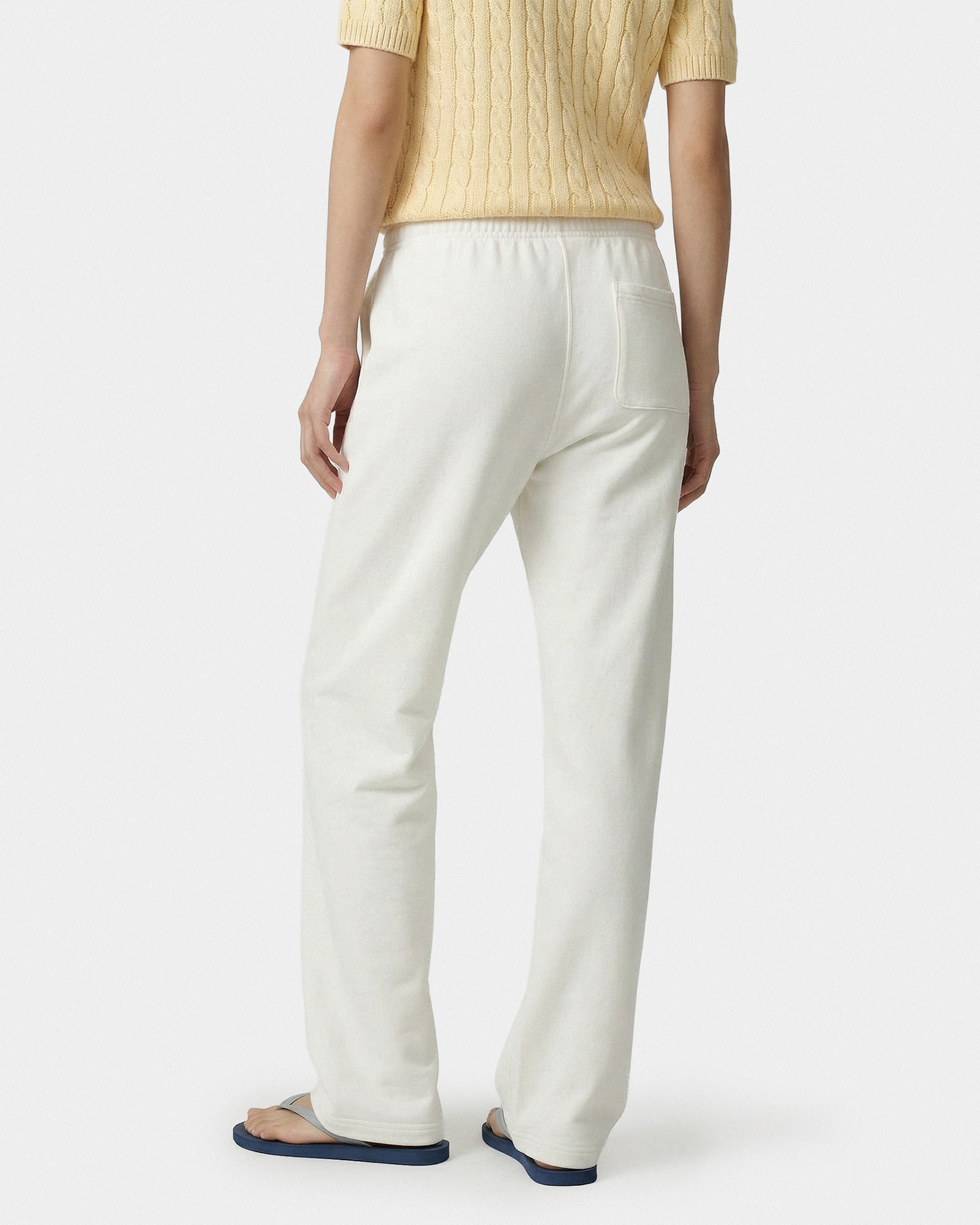 Pantalon de survêtement large brodé Vendome LA - Écru/Bleu marine