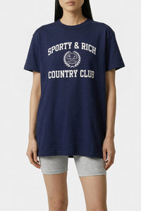 T-shirt Essential Varsity Crest - Bleu Marine & Blanc