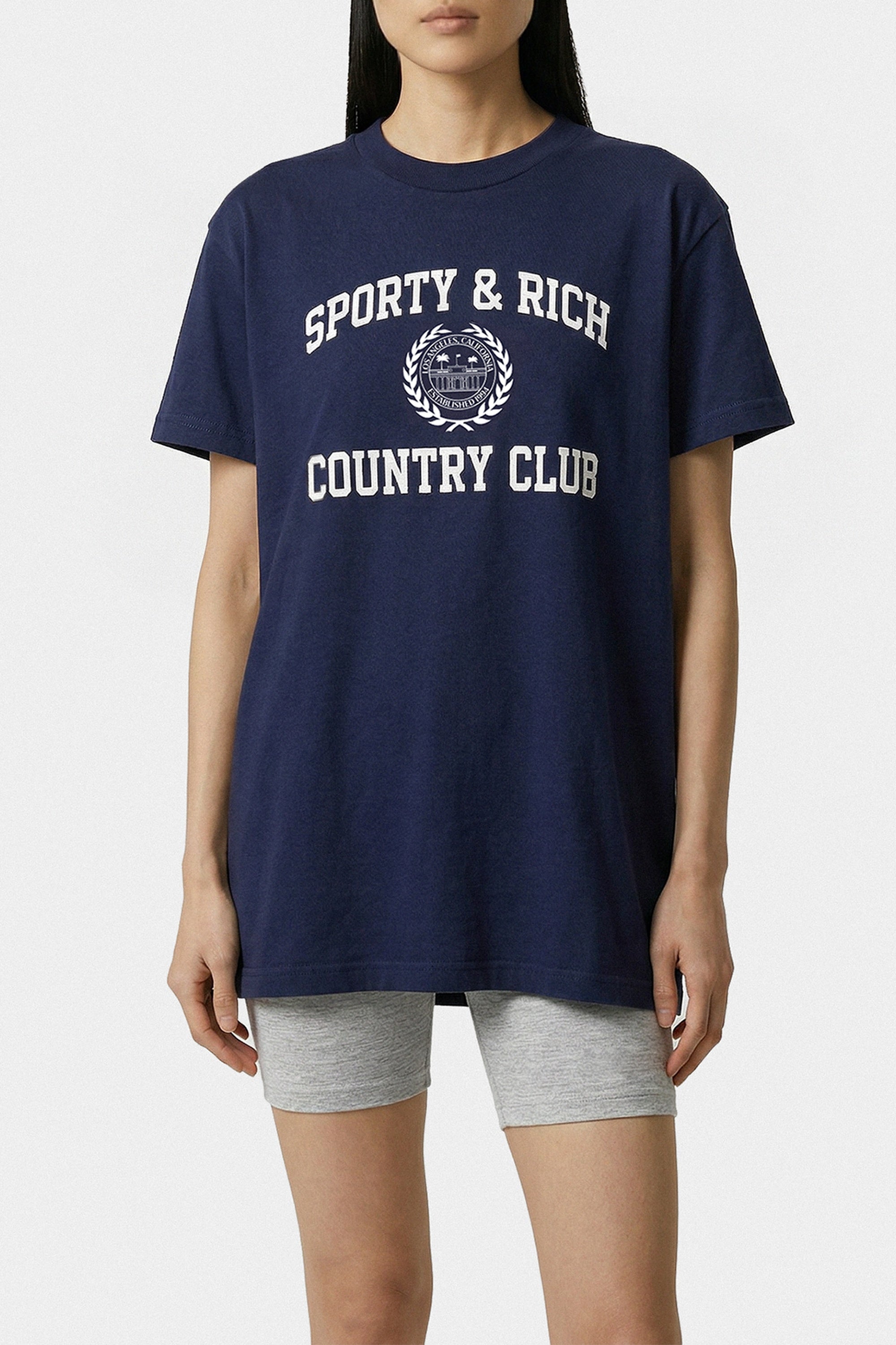 T-shirt Essential Varsity Crest - Bleu Marine & Blanc