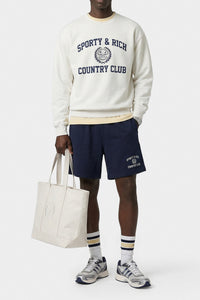 Pull à col rond Varsity Crest - Écru & Bleu Marine