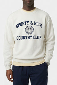 Pull à col rond Varsity Crest - Écru & Bleu Marine