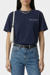T-shirt oversize Vendome LA - Bleu Marine & Blanc