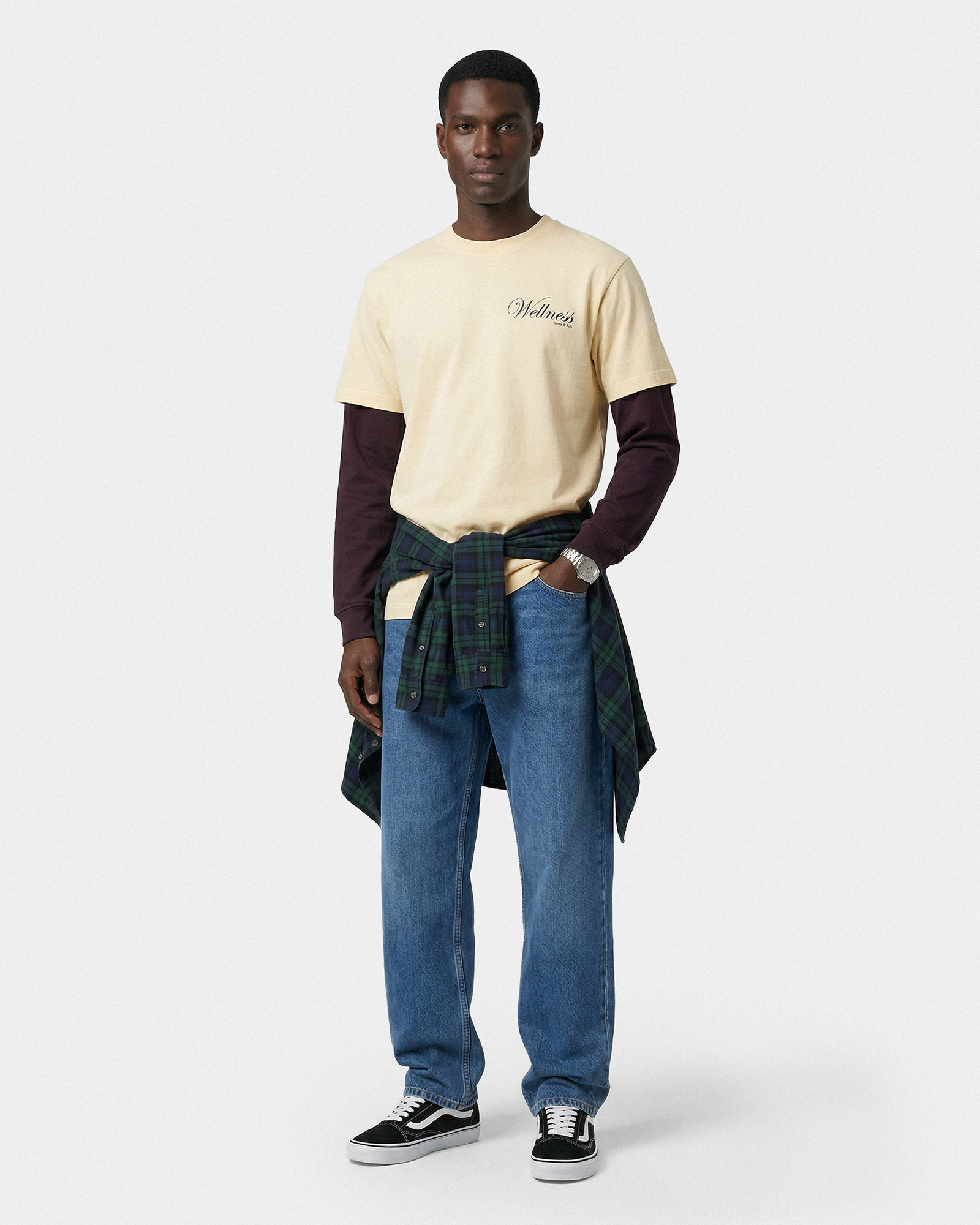 T-shirt Avenue - Amande/Bleu marine