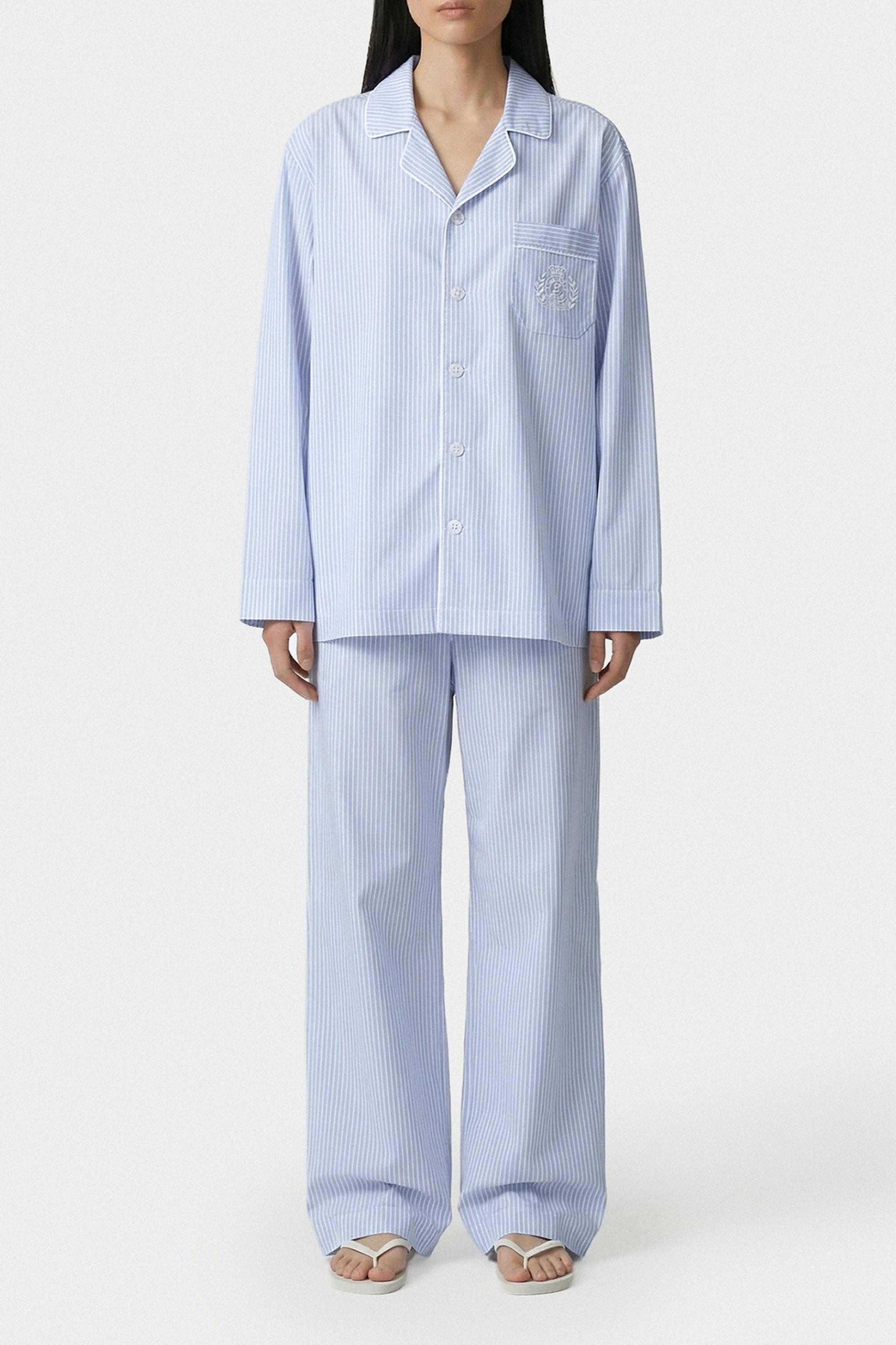 Chemise de pyjama NY Crest - Rayures Bleues