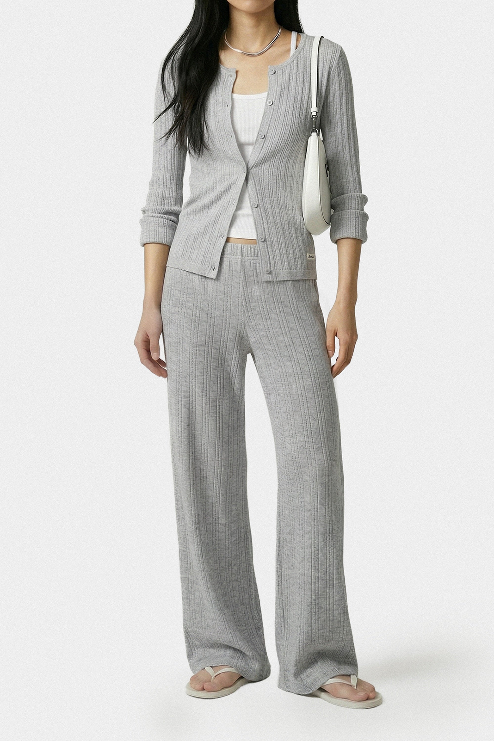 Pantalon à logo emblématique en maille - Gris Chiné