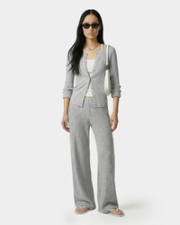 Pantalon en maille pointelle avec logo emblématique - Gris chiné