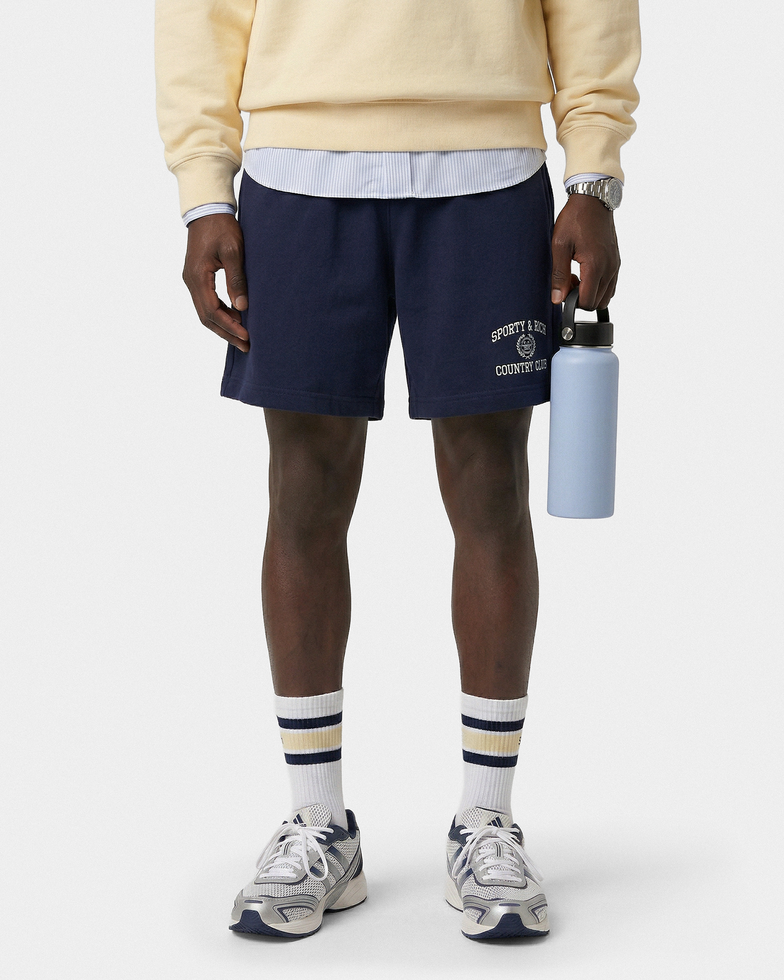 Short de sport Varsity Crest - Bleu marine/Blanc