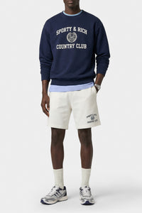 Short de sport Varsity Crest - Écru & Bleu Marine