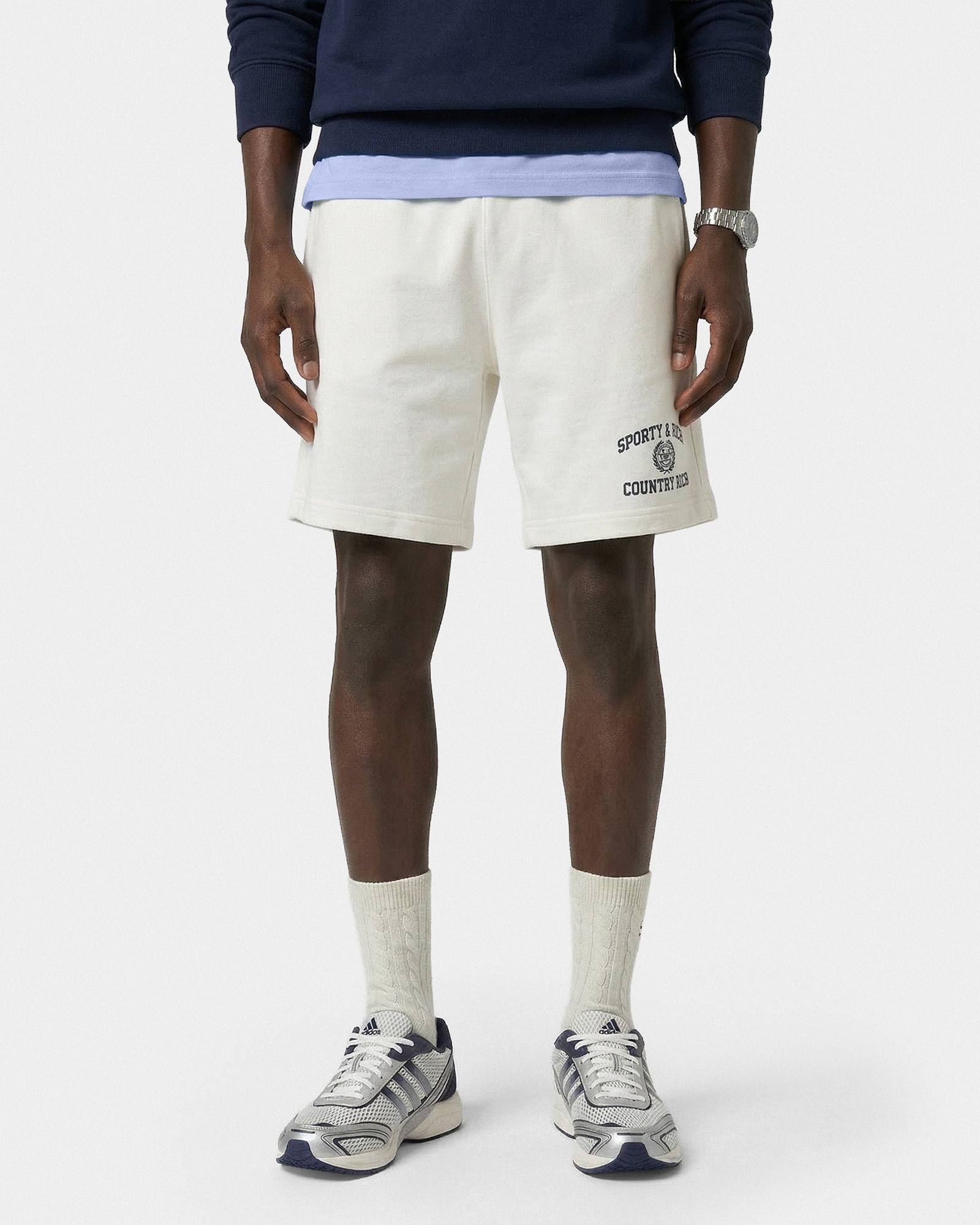 Short de sport Varsity Crest - Écru/Bleu marine