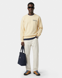 Pull à col rond Avenue - Amande/Bleu marine