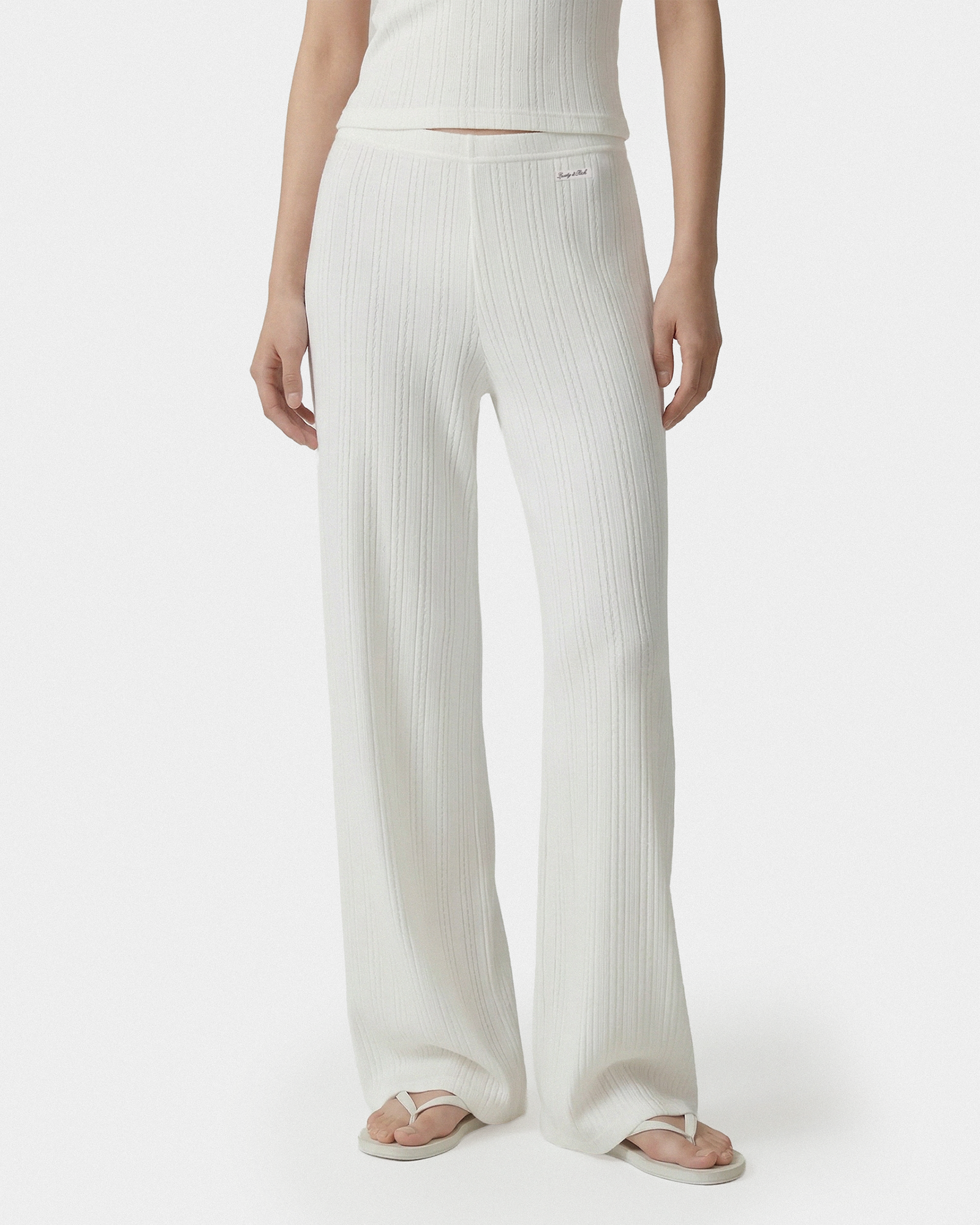 Pantalon en pointelle avec logo emblématique - Blanc
