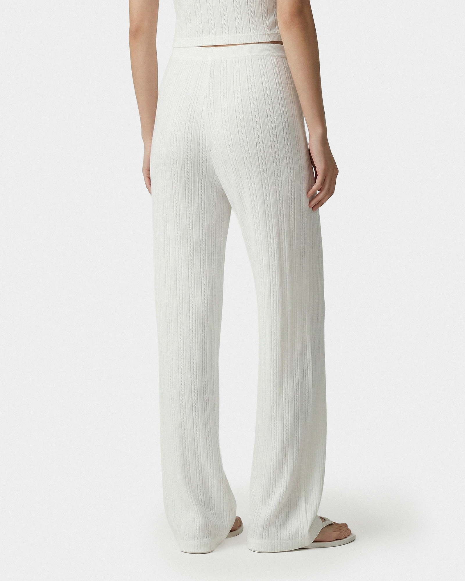 Pantalon en pointelle avec logo emblématique - Blanc
