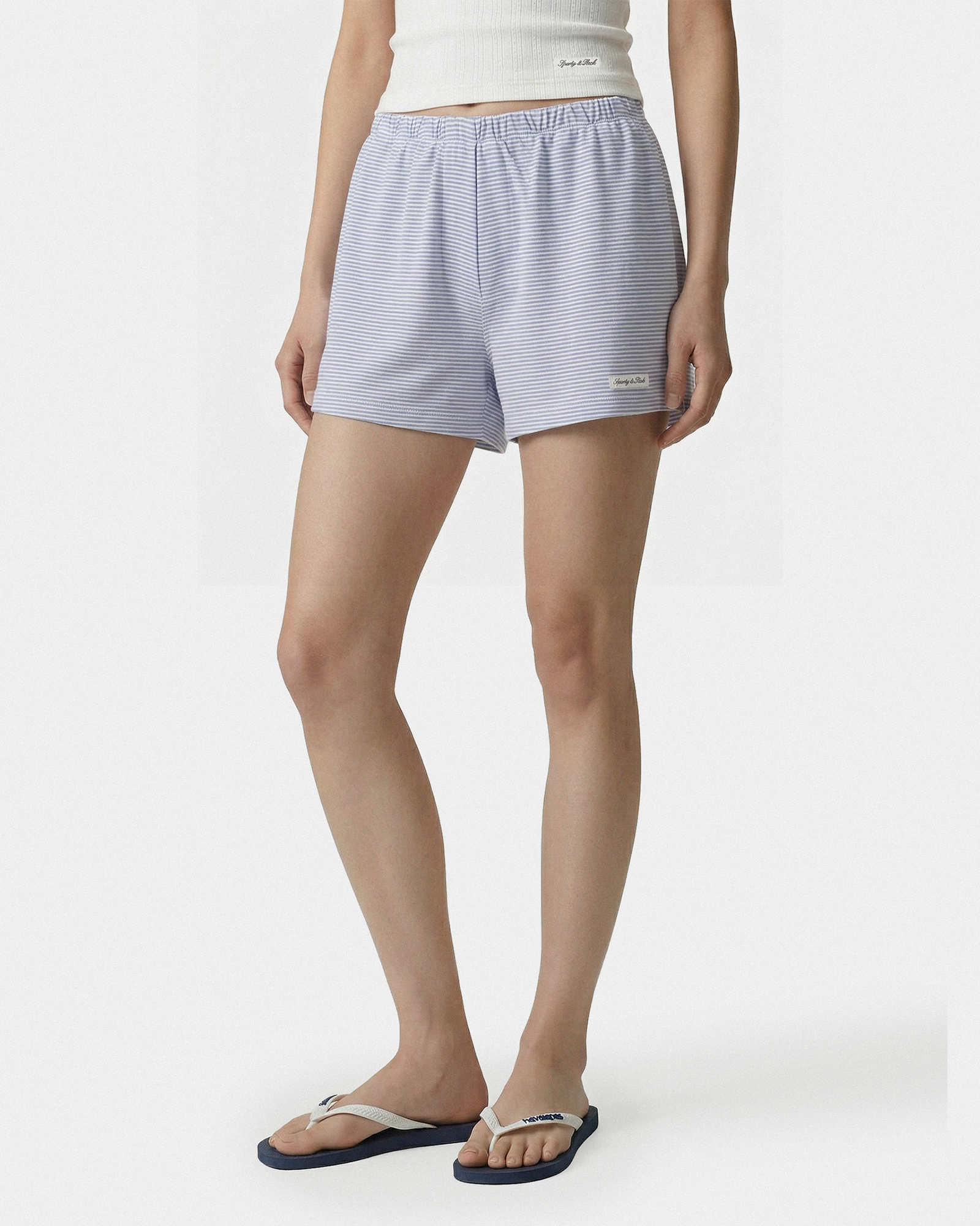 Short « House » avec logo Signature - Rayures pervenche