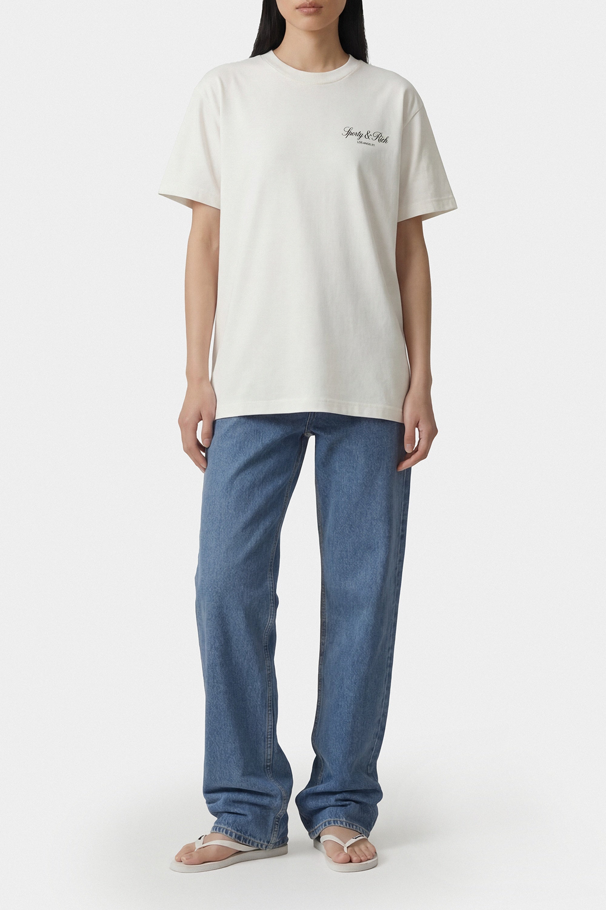 T-shirt oversize Vendome LA - Écru & Bleu Marine