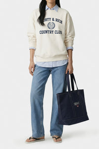Pull à col rond Varsity Crest - Écru & Bleu Marine