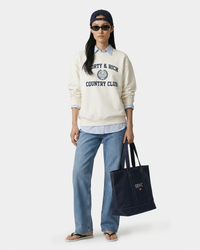 Pull à col rond « Varsity Crest » - Écru/Bleu marine