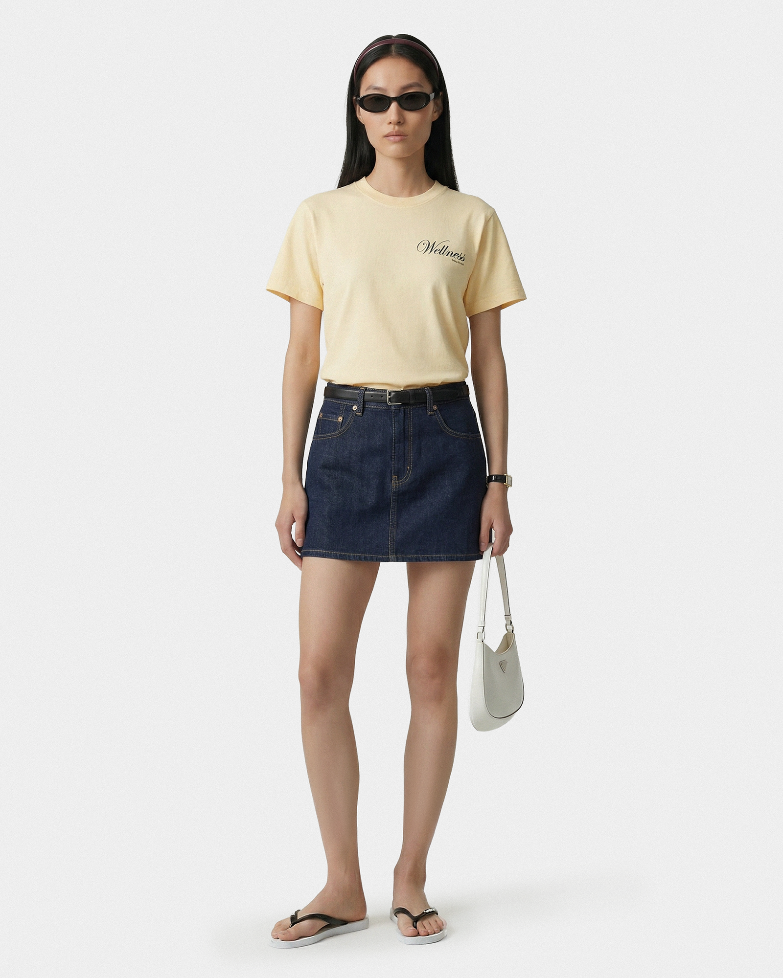 T-shirt Avenue - Amande/Bleu marine