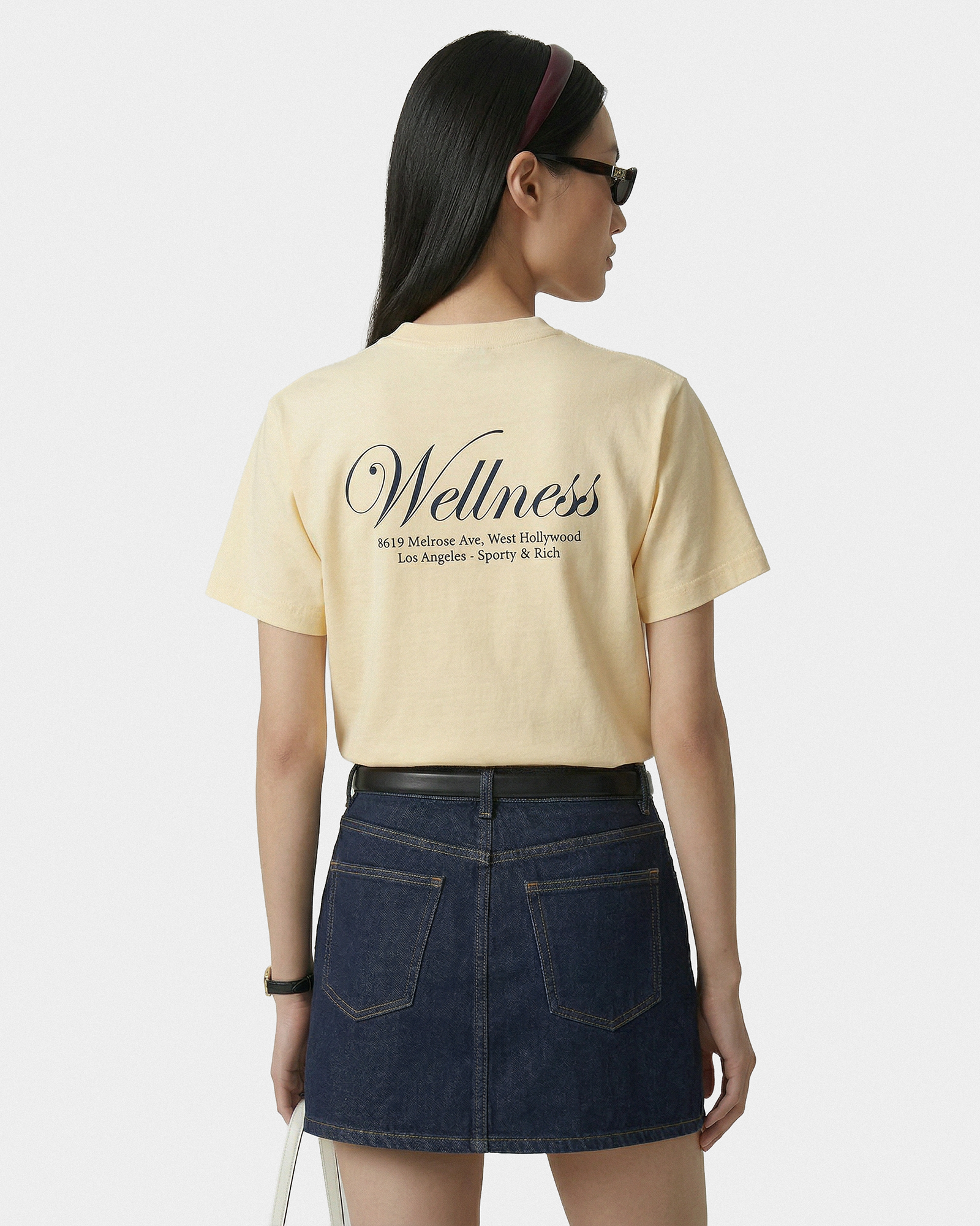 T-shirt Avenue - Amande/Bleu marine