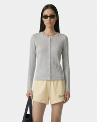 Cardigan en pointelle avec logo emblématique - Gris chiné
