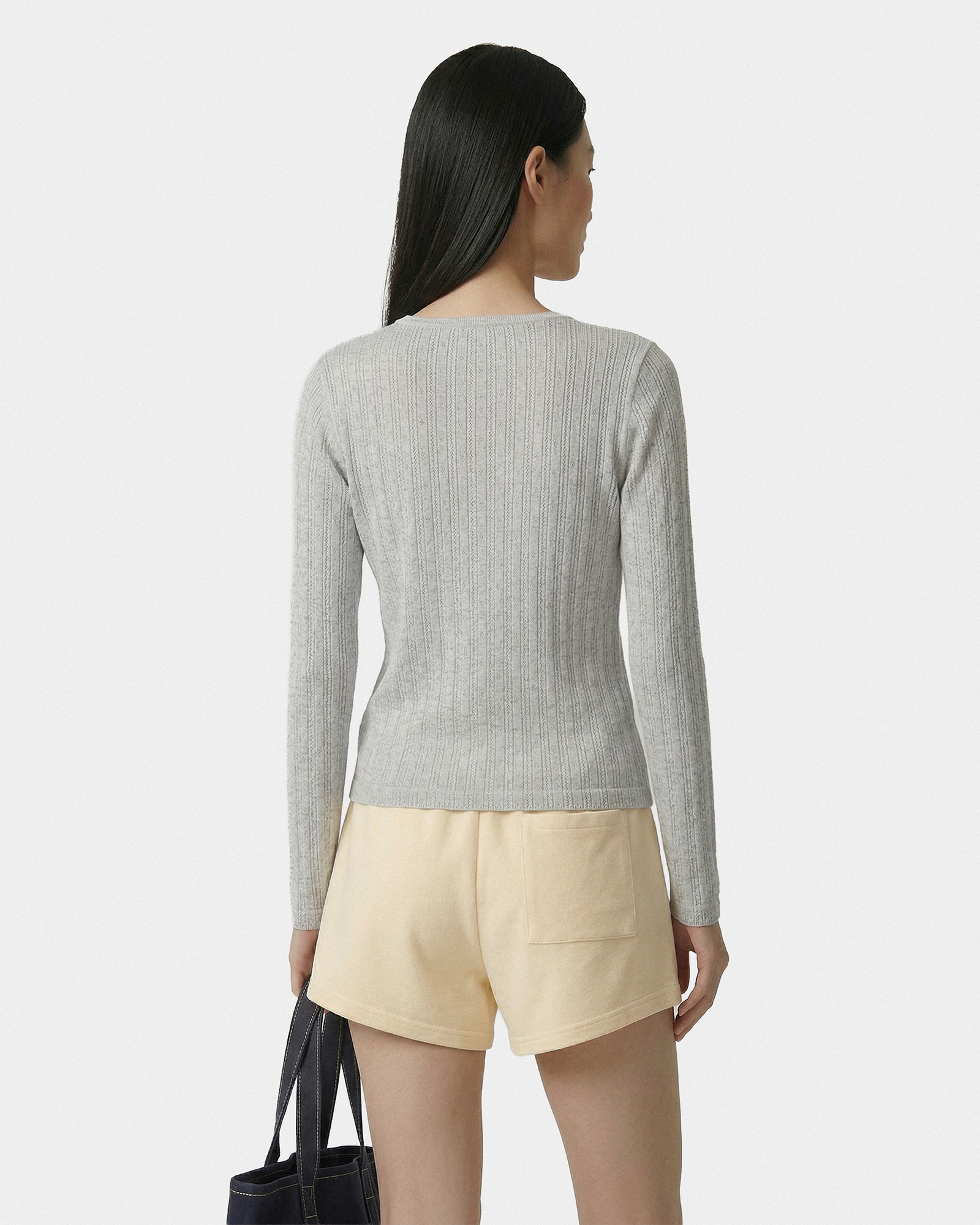 Cardigan en pointelle avec logo emblématique - Gris chiné