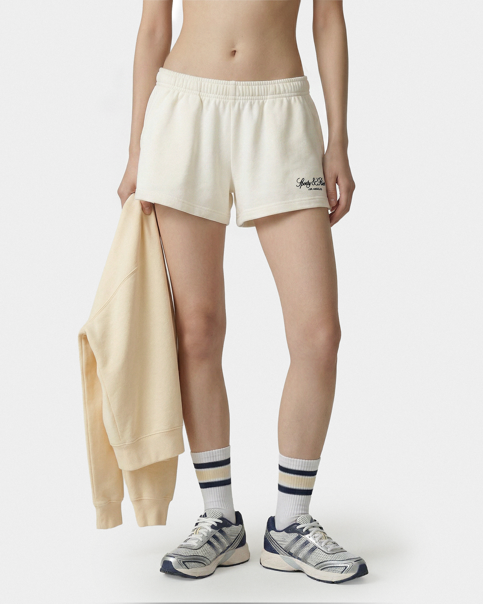Short de sport Vendome LA brodé « Disco » - Écru/Blanc