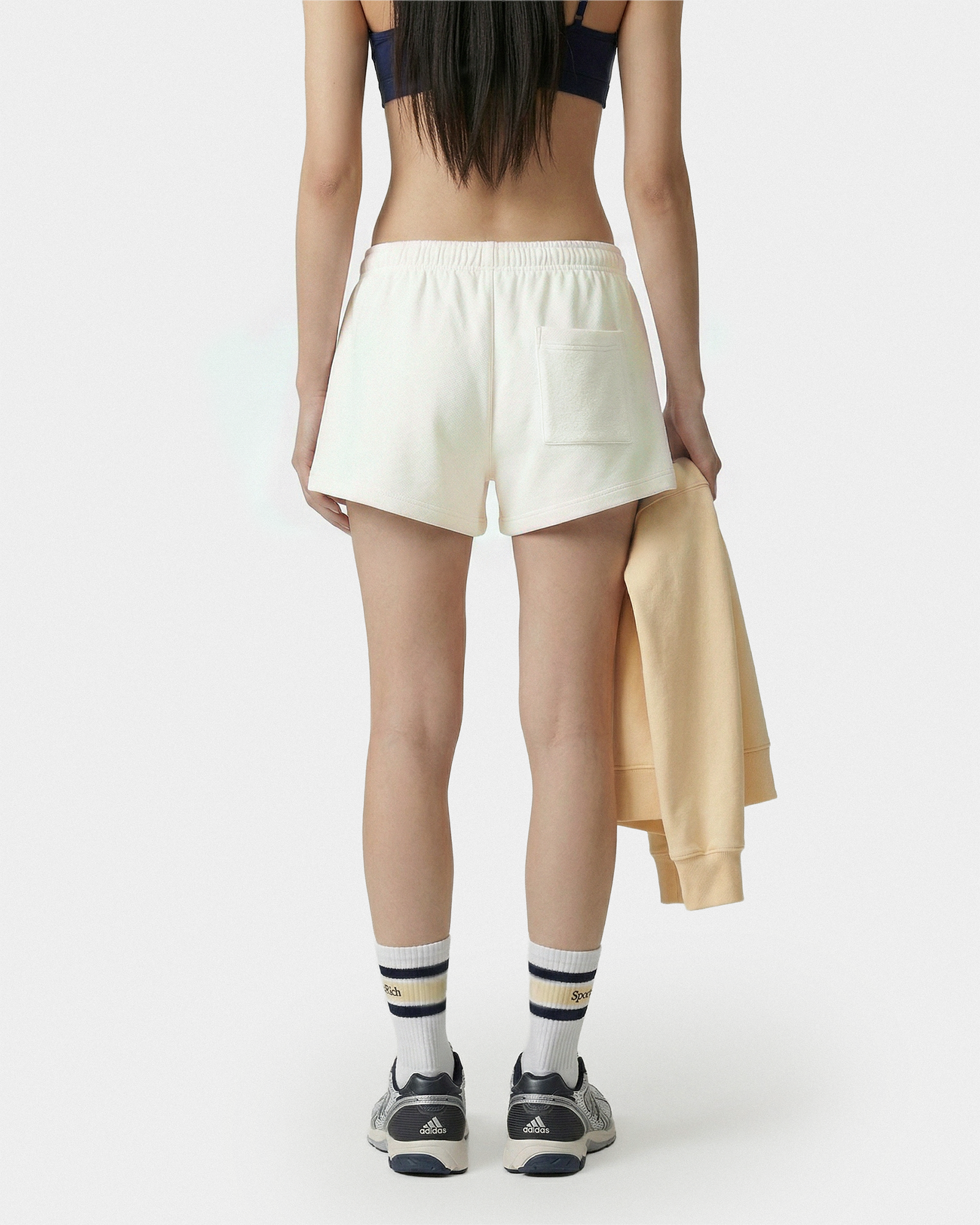 Short de sport Vendome LA brodé « Disco » - Écru/Blanc