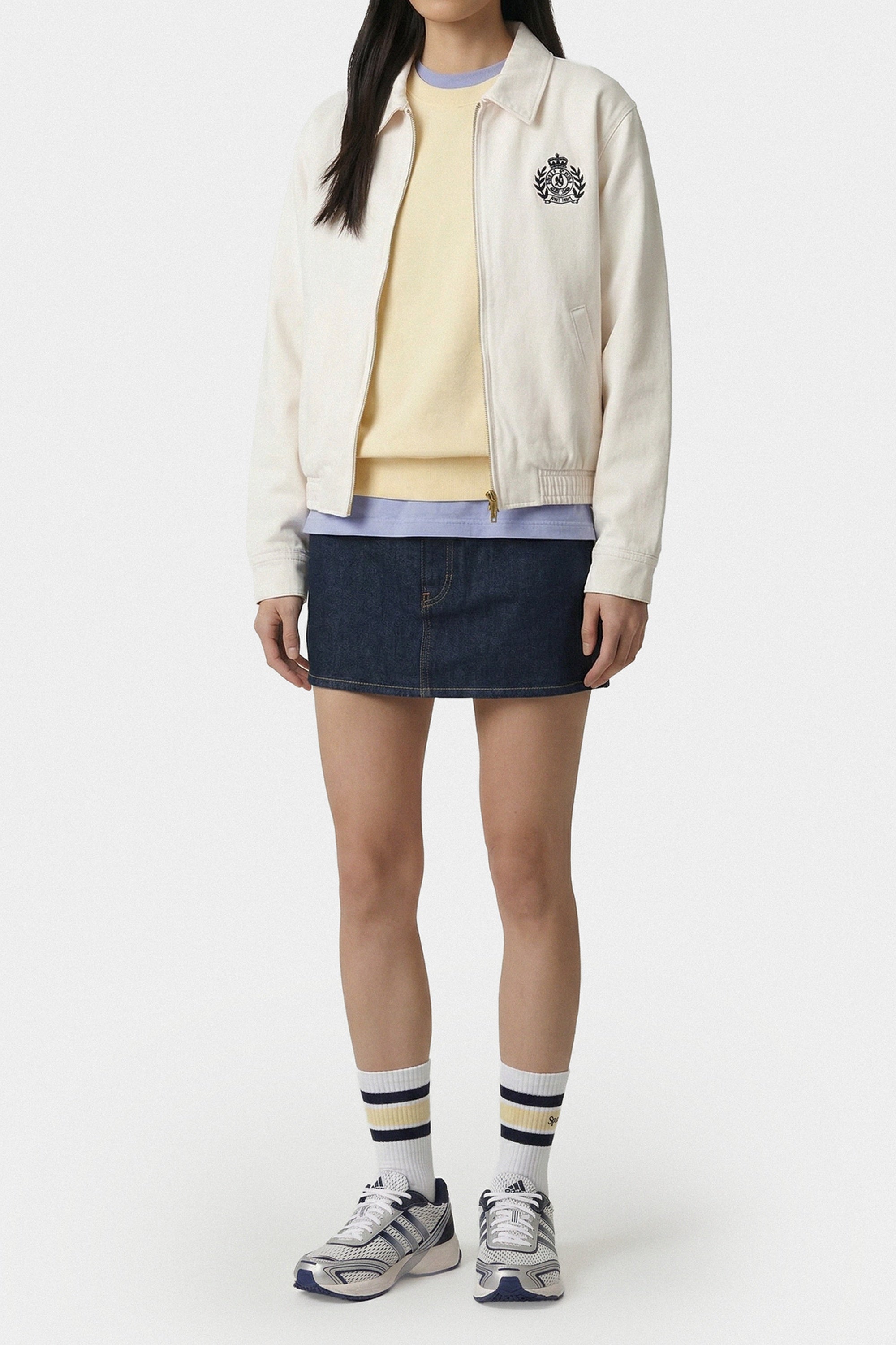Veste zippée NY Crest - Écru & Bleu Marine