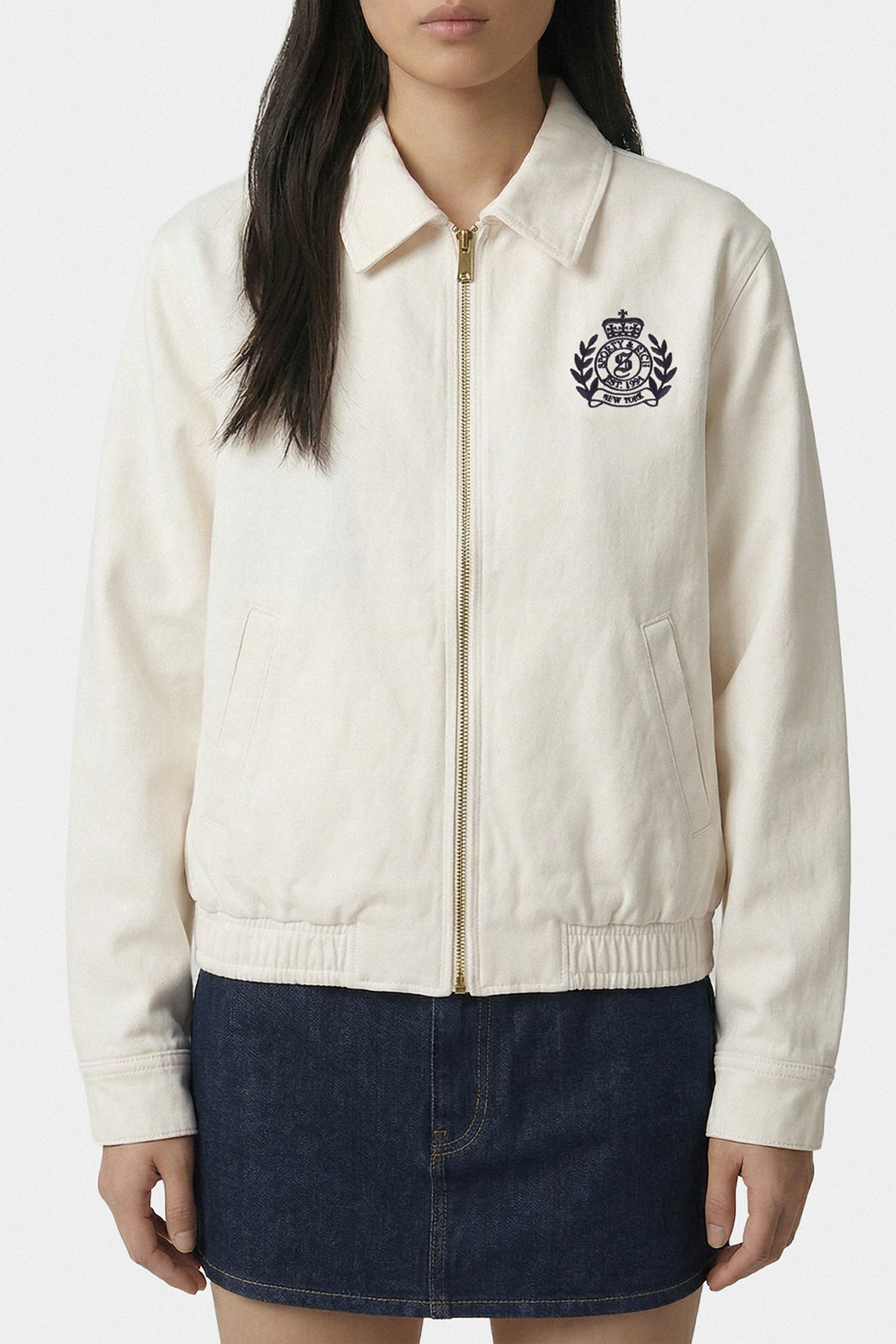 Veste zippée NY Crest - Écru & Bleu Marine