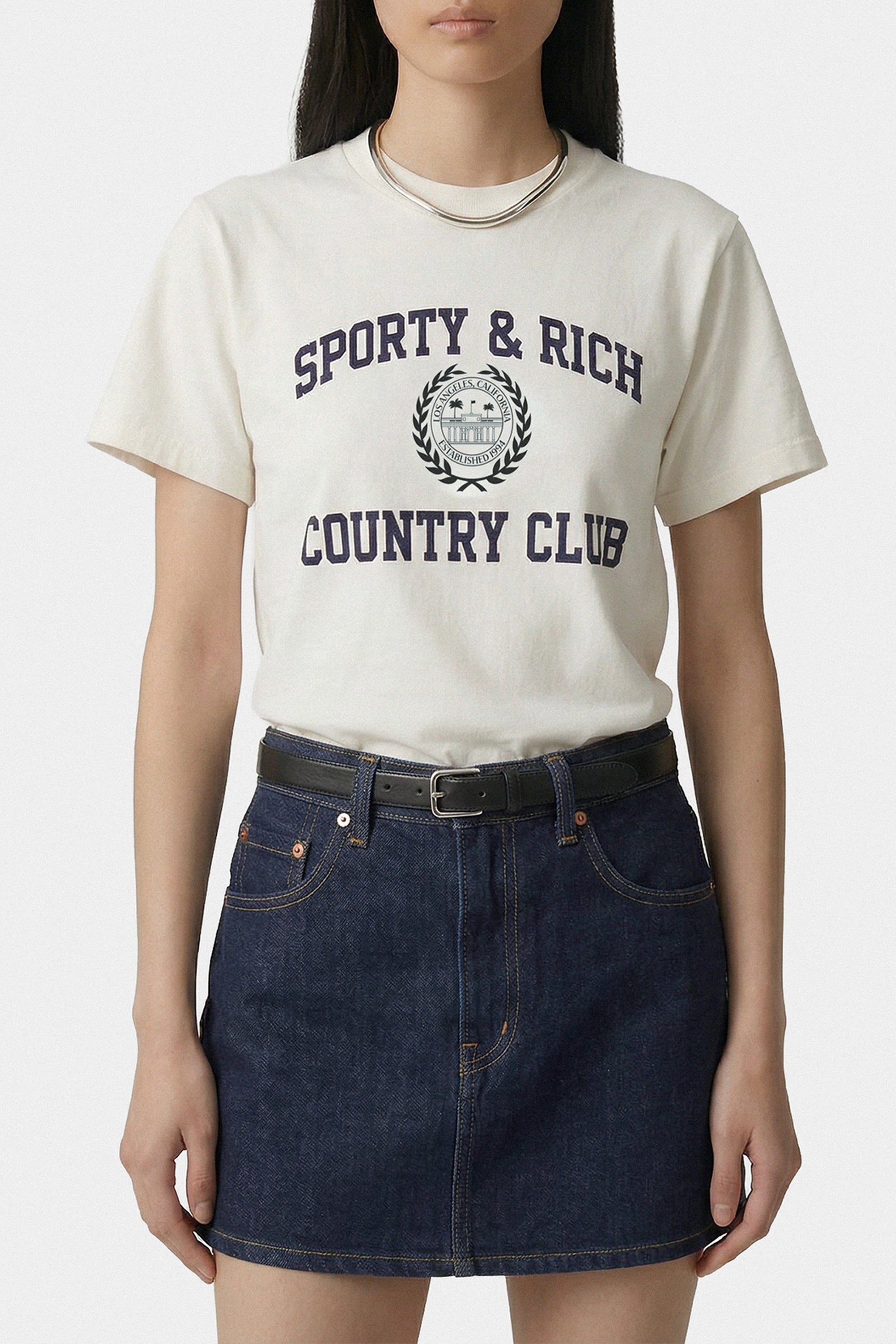 T-shirt Essential Varsity Crest - Écru & Bleu Marine