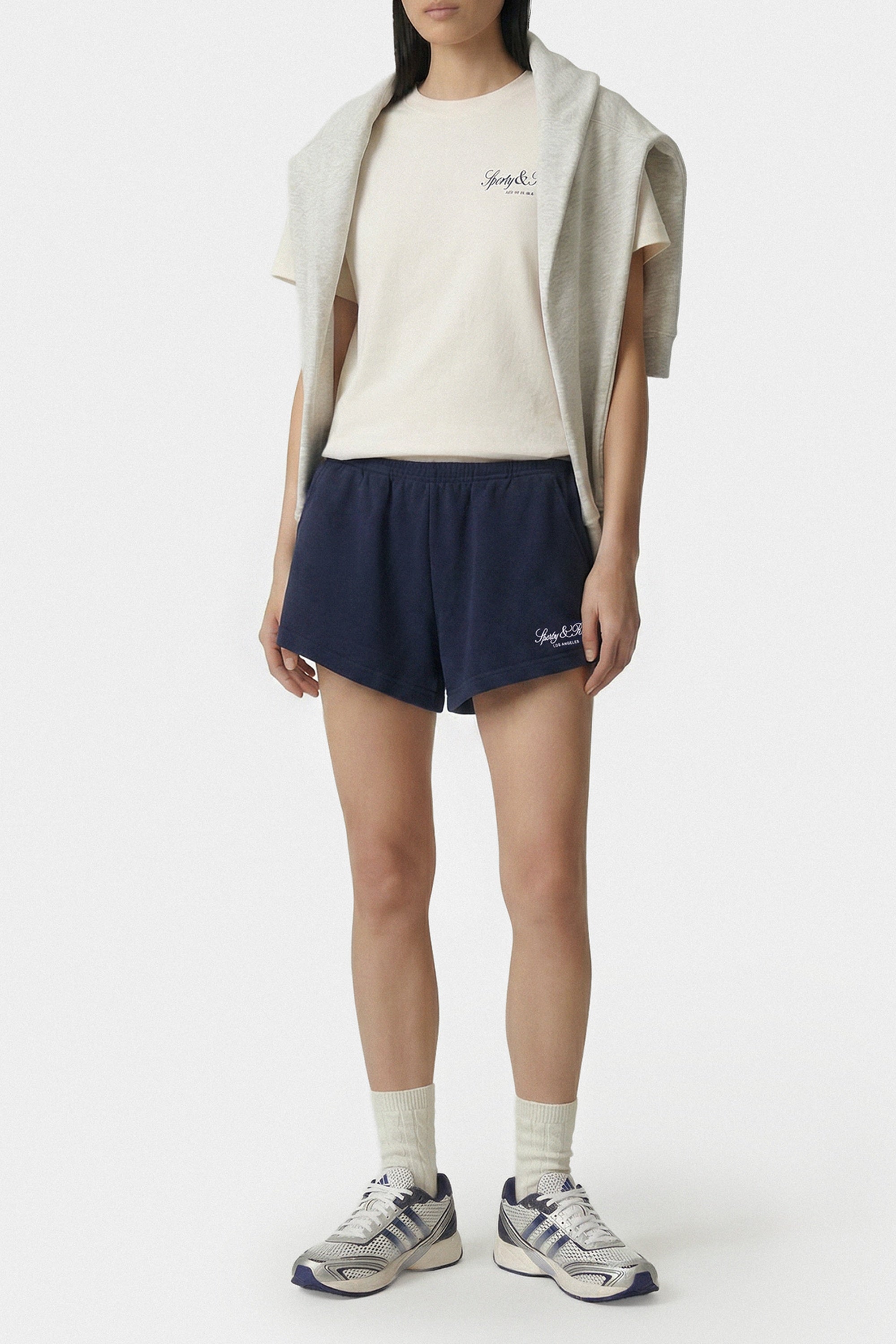 Short Disco brodé Vendome LA - Bleu Marine & Blanc