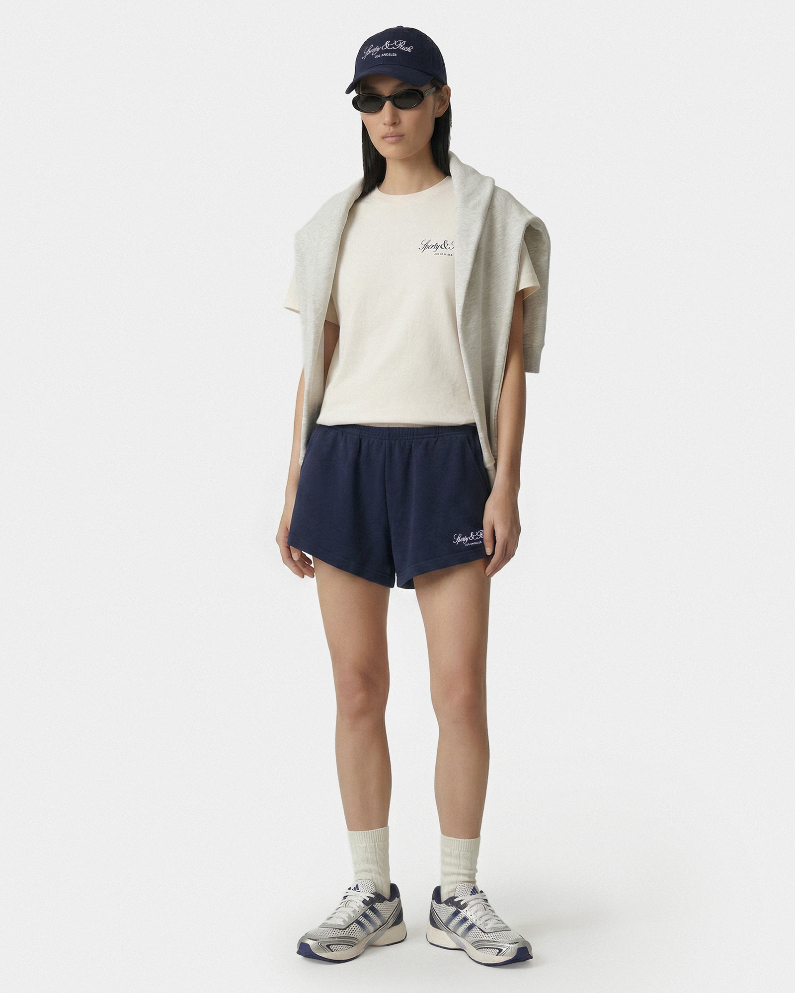 Short disco brodé Vendome LA - Bleu marine/Blanc