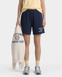 Short de sport Varsity Crest - Bleu marine/Blanc
