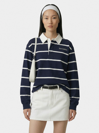 Polo de rugby avec logo Serif - Bleu marine/Blanc