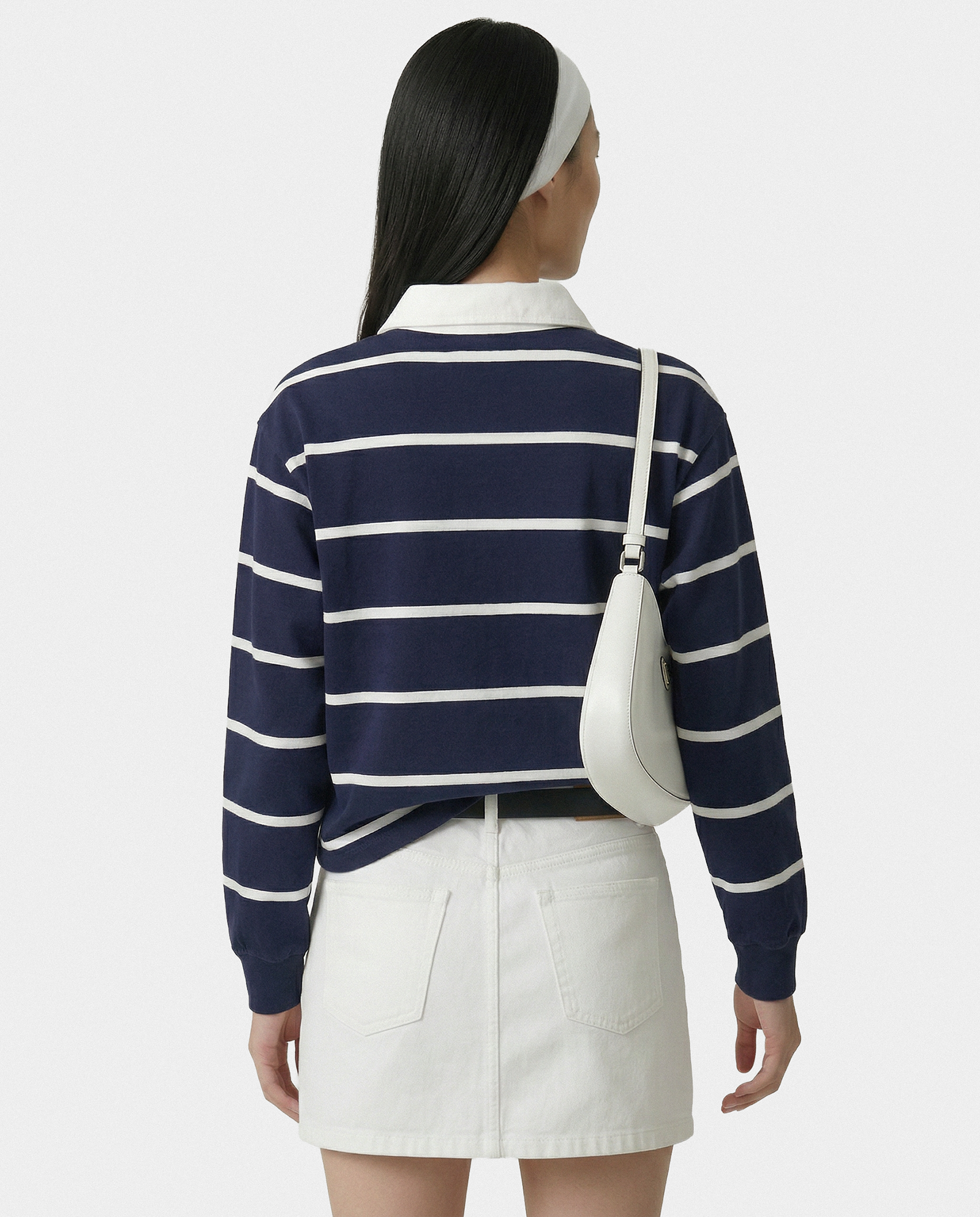 Polo de rugby avec logo Serif - Bleu marine/Blanc