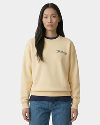 Pull à col rond Avenue - Amande/Bleu marine