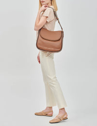 PAS INFO   Sac Hobo en cuir - Cognac