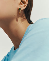 Boucles d'oreilles Sun N°1 en or jaune sertie de diamant - Tourmaline Verte