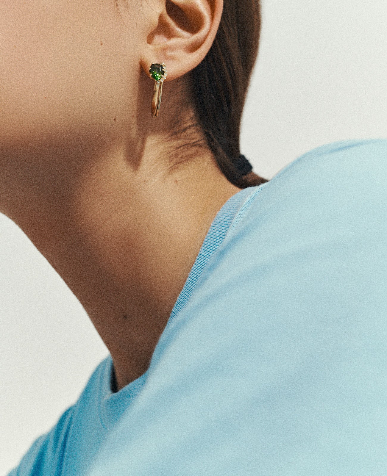 Boucles d'oreilles Sun N°1 en or jaune sertie de diamant - Tourmaline Verte